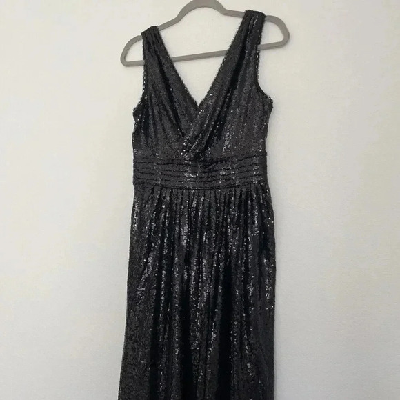 Kate Kasin Sequin Formal Cocktail Party Evening Maxi Dress Black Size 6 - Picture 5 of 13